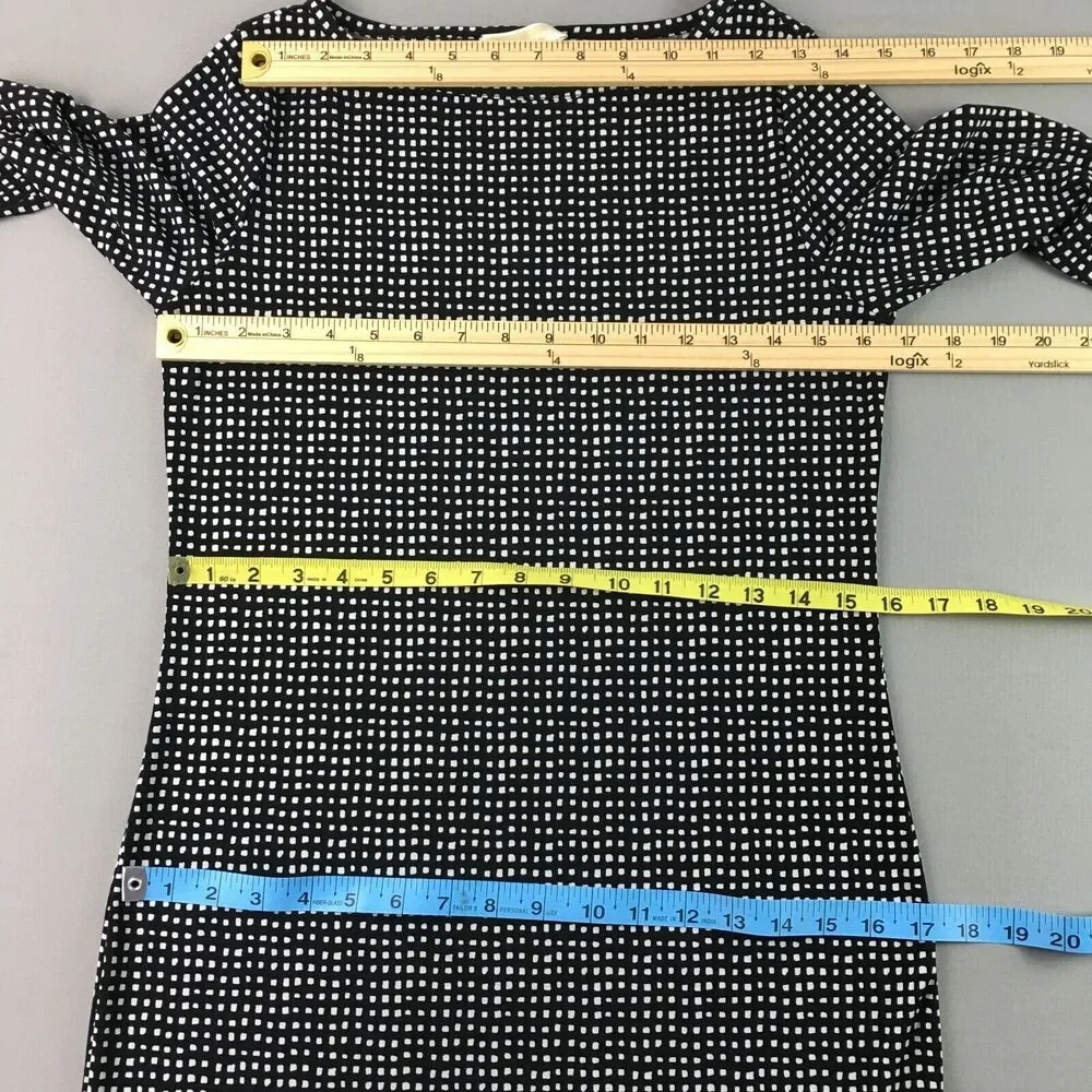 Michael Kors Black Mini Sheath Dress Geometric Long Sleeve Women's‎ Size PS
